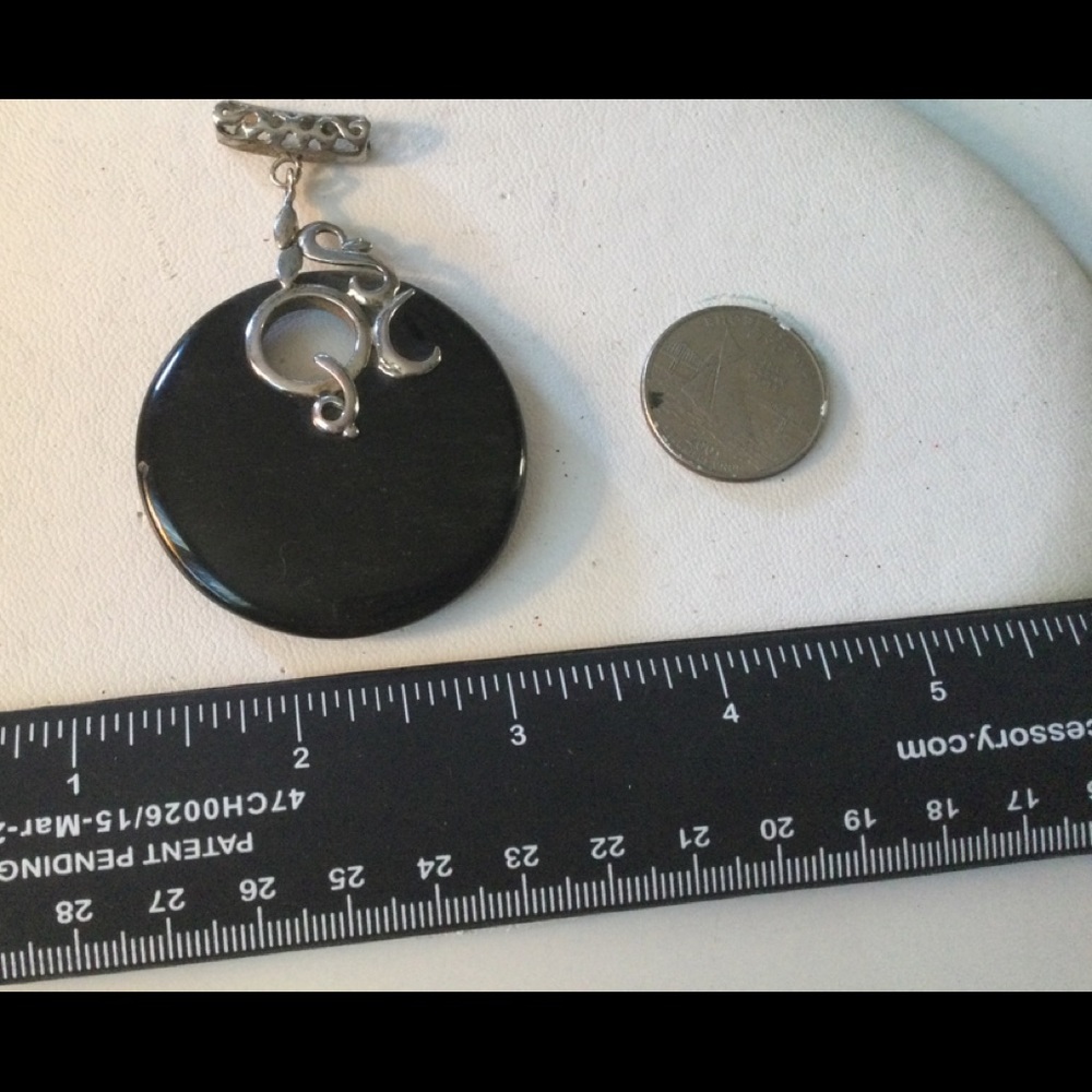 **SOLD** Large Round Black Onyx Pendant (C471)